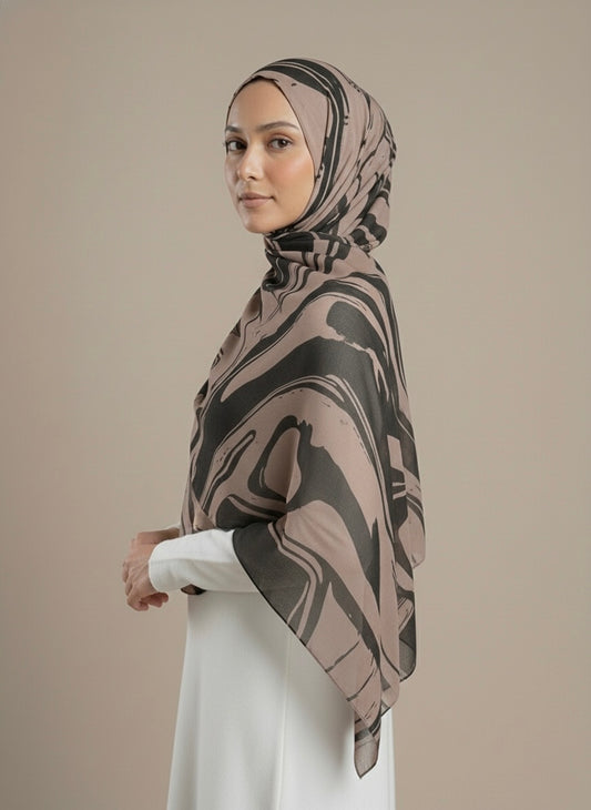Midnight Flow - Printed Modal Hijab