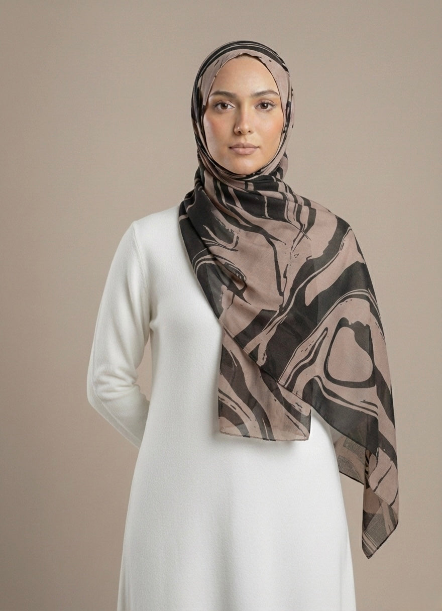 Midnight Flow - Printed Modal Hijab