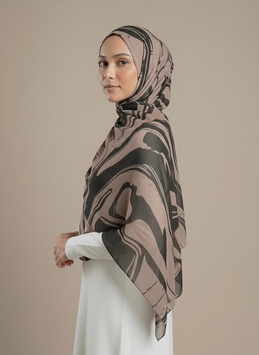 Midnight Flow - Printed Modal Hijab