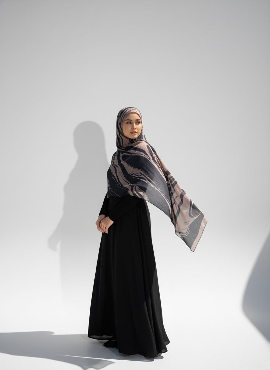 Midnight Flow - Printed Modal Hijab
