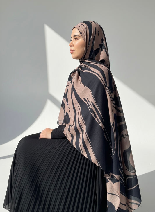 Midnight Flow - Printed Modal Hijab