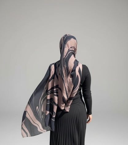 Midnight Flow - Printed Modal Hijab
